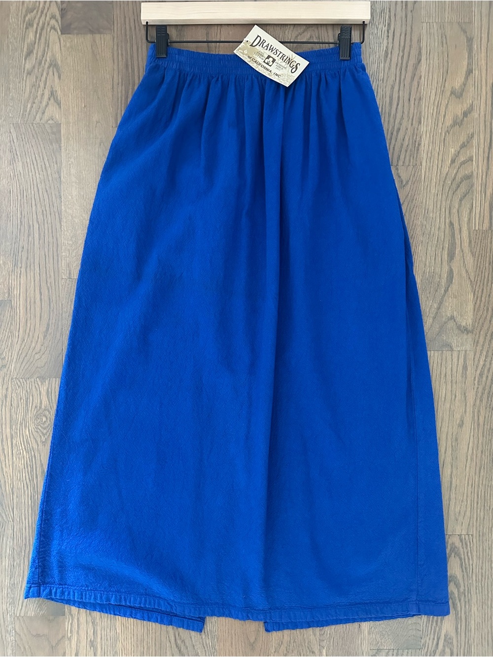 Vintage Deadstock California Drawstrings Elastic Waist Midi Skirt Royal Blue XL